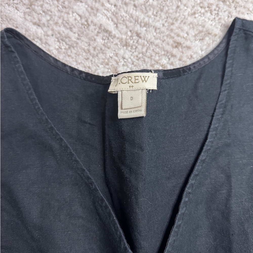 J. Crew Sleeveless V-Neck Linen/Cotton Peplum Blouse Black Size 0 - Picture 2 of 3